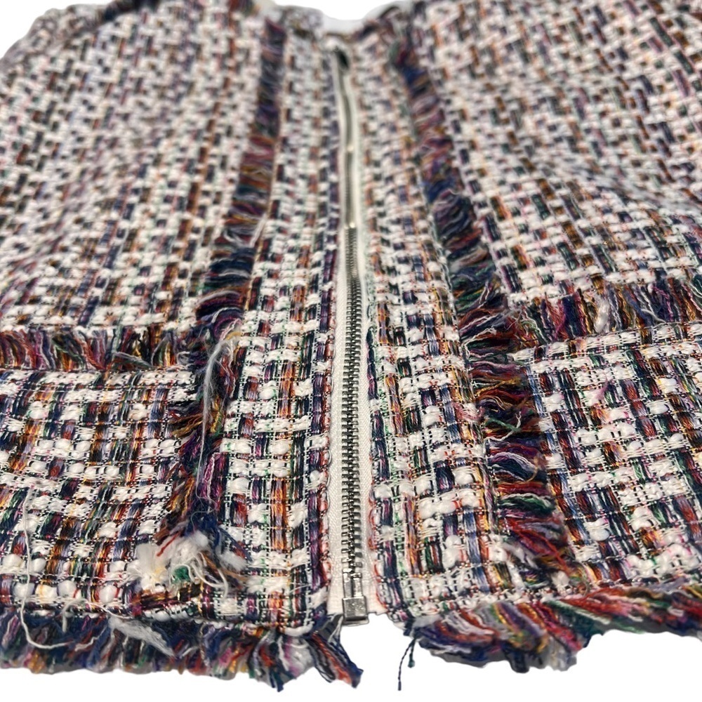 CAROLINA BELLE Montreal Crop Tweed Zip Front Multicolor Blazer Jacket Size L - Picture 10 of 16